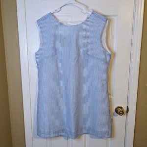 Busy Bees Smocks Striped Blue & White w/Yellow Lace Down Back Dress - 2XL NWT